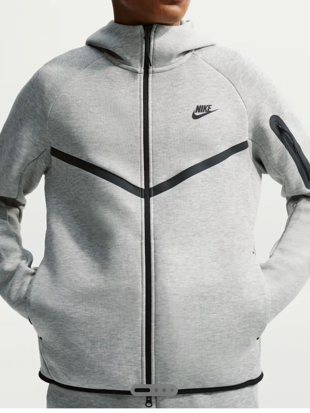 Nike Light Gray Tech Zip Hoodie with Black Accents